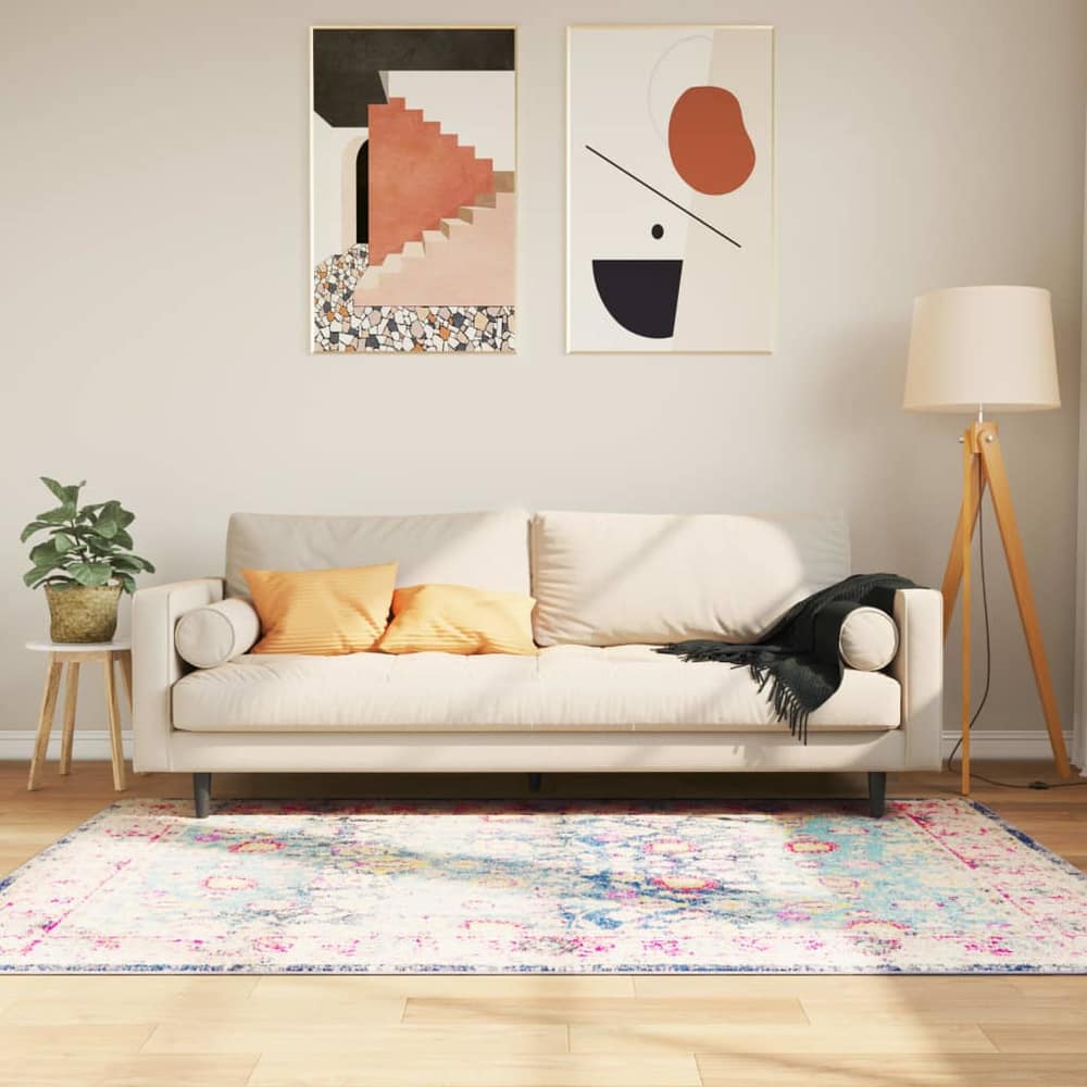 vidaXL Rug Washable Multicolour Blue and Pink