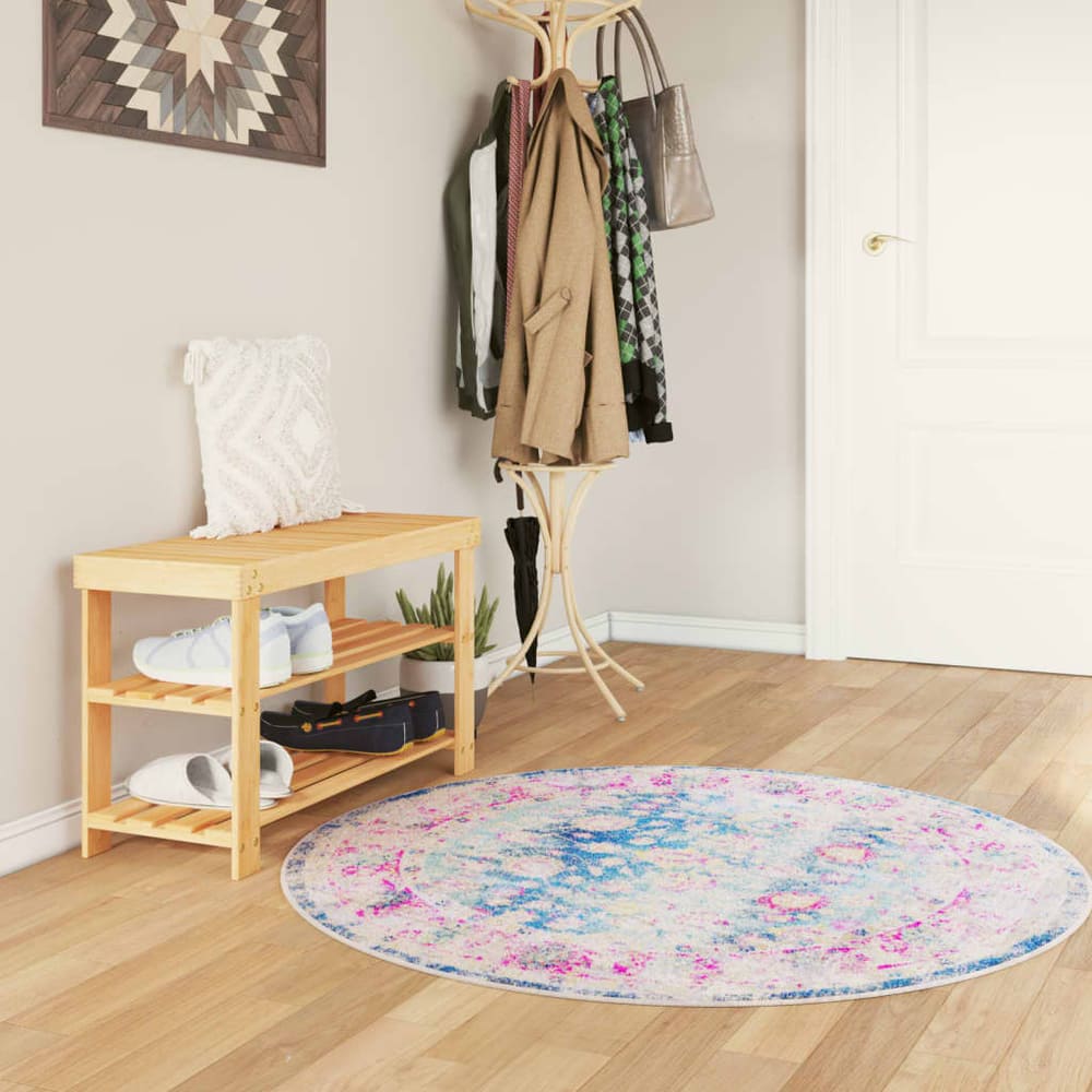 vidaXL Rug Washable Multicolour Blue and Pink