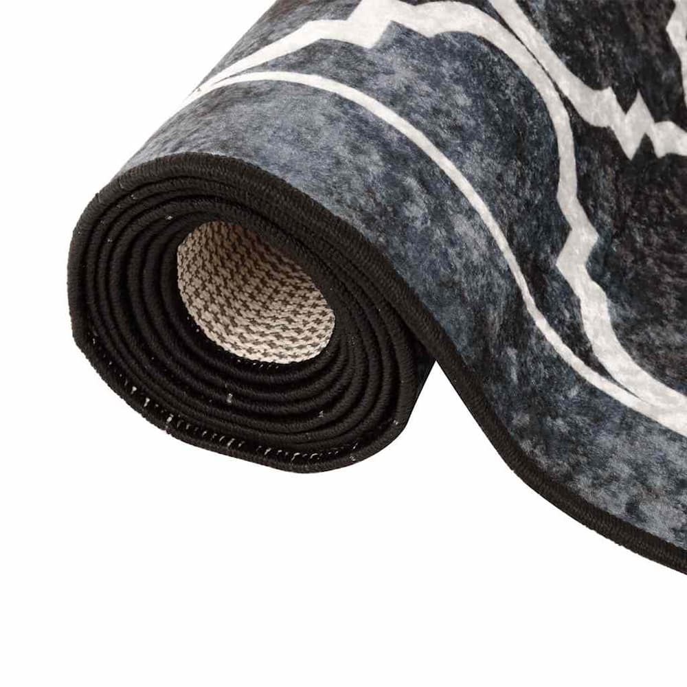 Rug Washable Black and White Black and Dark Grey 160 x 230 cm