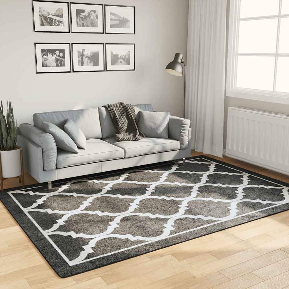 Rug Washable Black and White Black and Dark Grey 160 x 230 cm