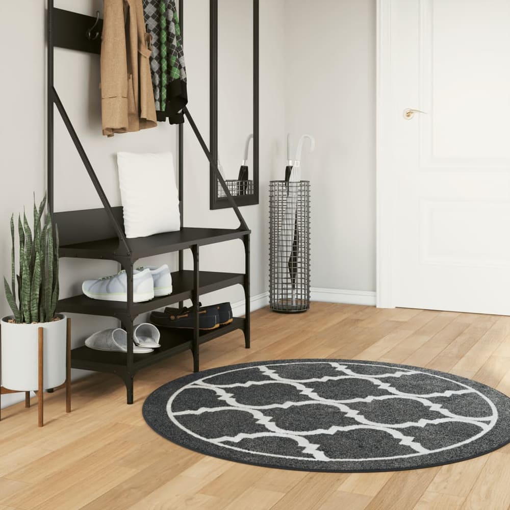 vidaXL Rug Washable Black and White Black and Dark Grey