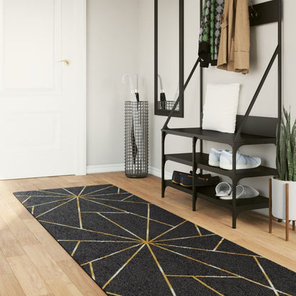 vidaXL Rug Washable Black and Gold