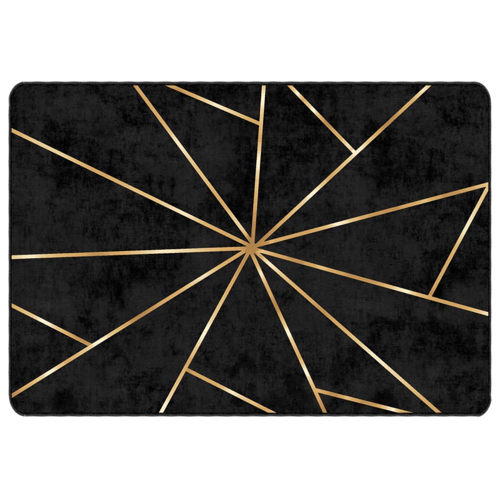 vidaXL Rug Washable Black and Gold 160x230 cm Anti Slip 2
