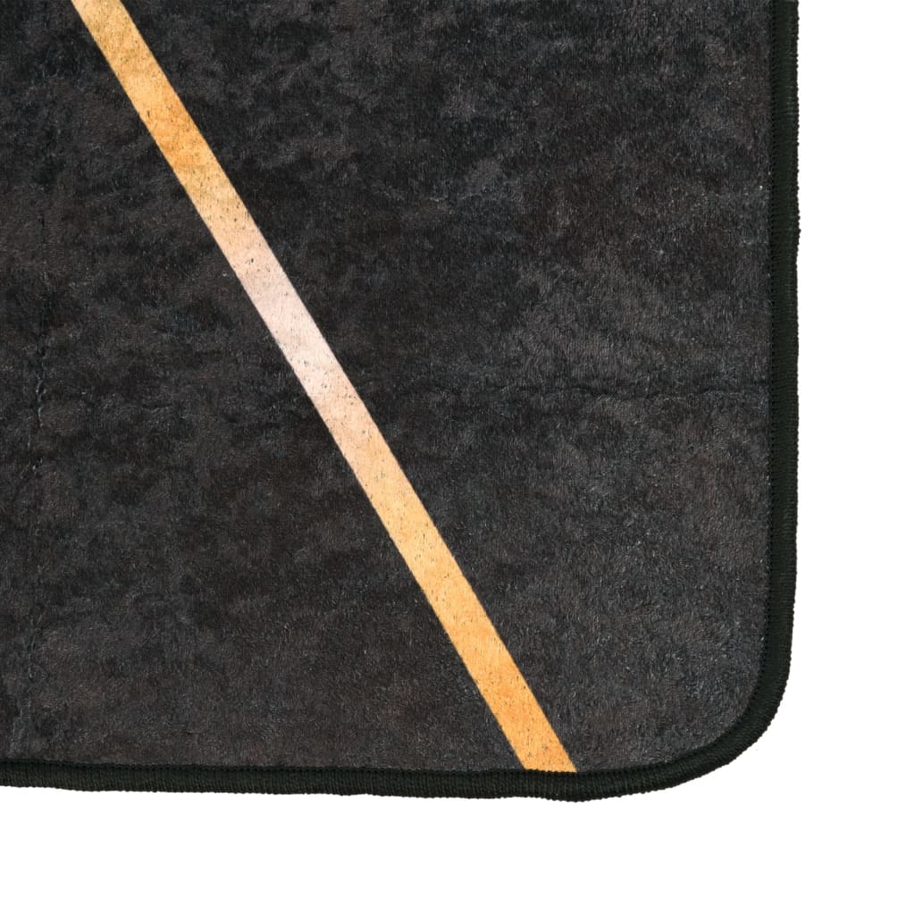 vidaXL Rug Washable Black and Gold 160x230 cm Anti Slip 3