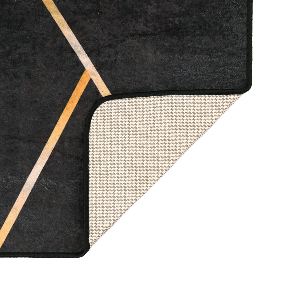vidaXL Rug Washable Black and Gold 160x230 cm Anti Slip 4
