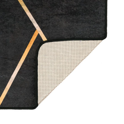 vidaXL Rug Washable Black and Gold 160x230 cm Anti Slip 4