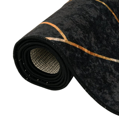 vidaXL Rug Washable Black and Gold 160x230 cm Anti Slip 5