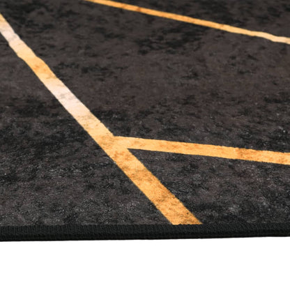 vidaXL Rug Washable Black and Gold 160x230 cm Anti Slip 6