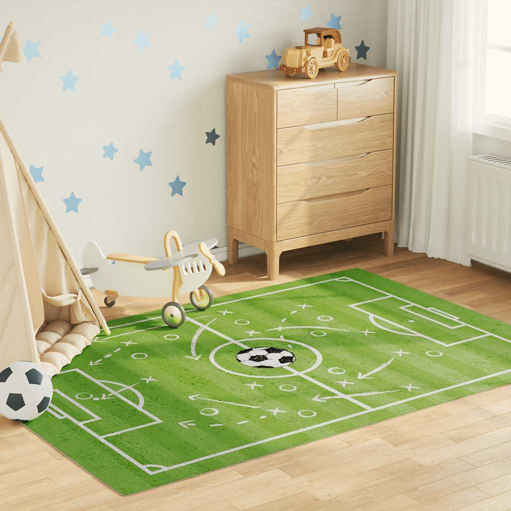 vidaXL Kids' Rug Green 160x230 cm Football Field Washable 1