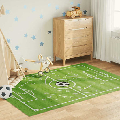 vidaXL Kids' Rug Green 160x230 cm Football Field Washable 1