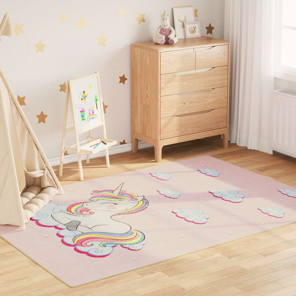 Kids' Rug 160x230 cm Unicorn Washable Pink