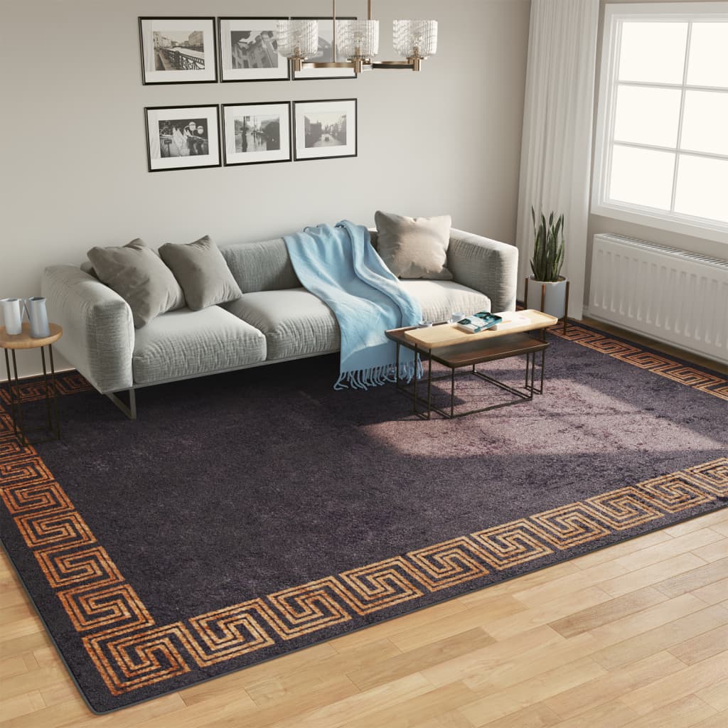 vidaXL Rug Washable and Gold Black