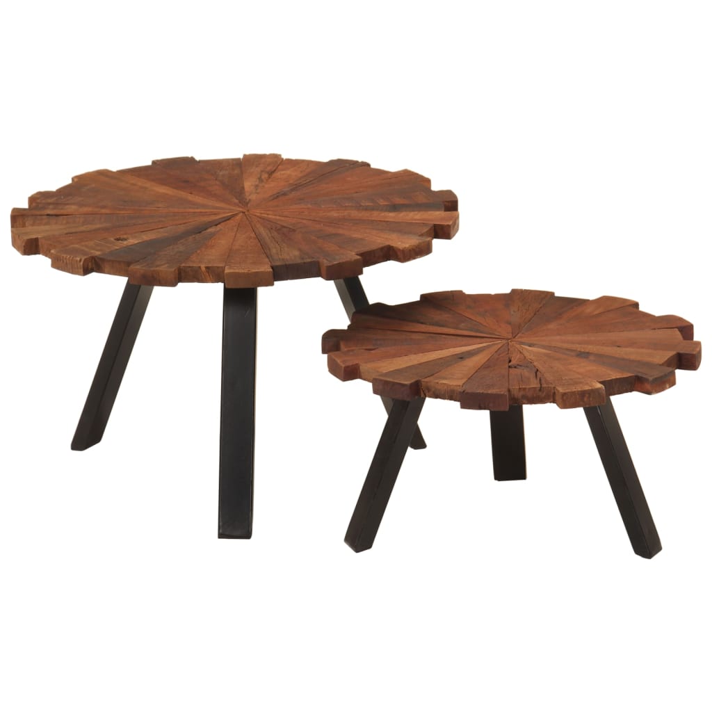 vidaXL Coffee Tables 2 pcs Solid Wood Reclaimed and Iron 1