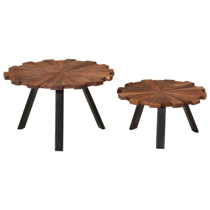 vidaXL Coffee Tables 2 pcs Solid Wood Reclaimed and Iron 2