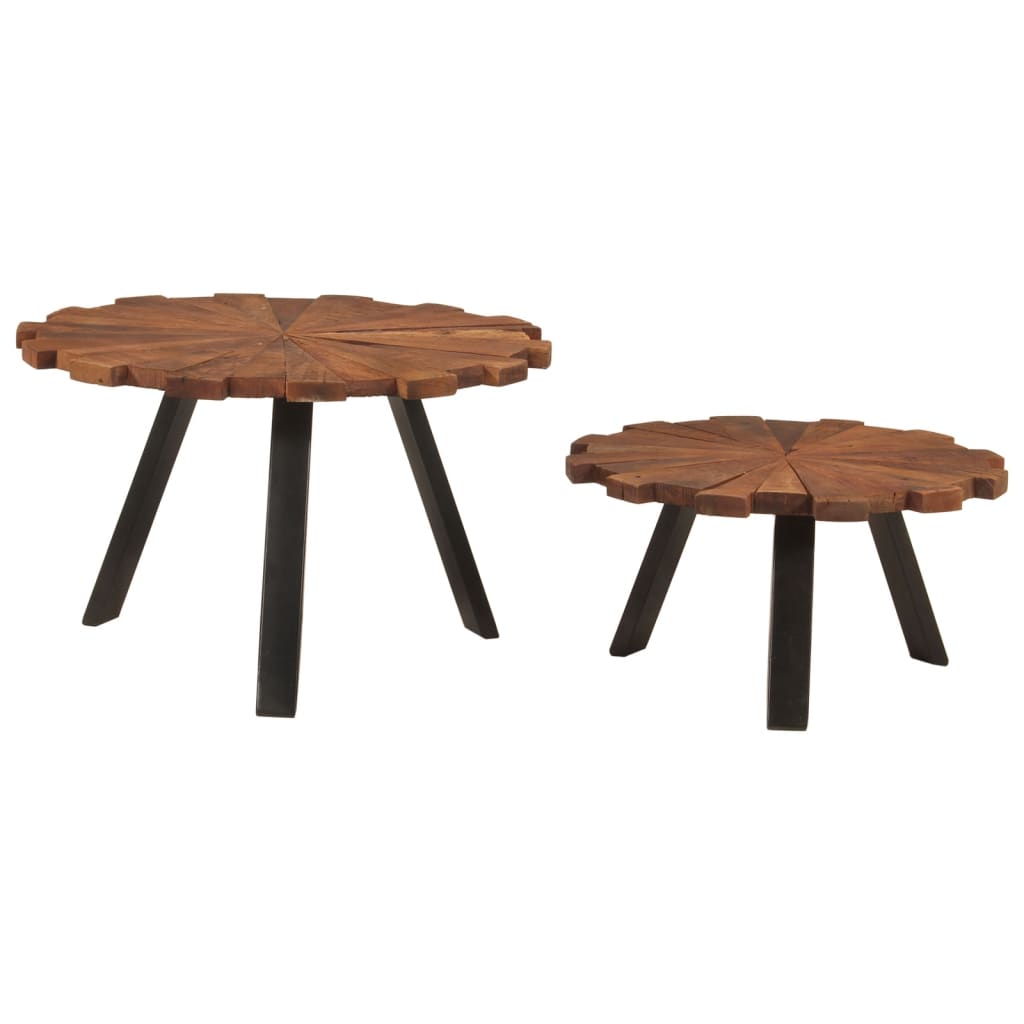 vidaXL Coffee Tables 2 pcs Solid Wood Reclaimed and Iron 3