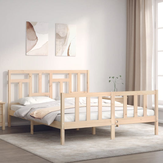 Bed Frame without Mattress Solid Wood Pine Length 200 cm Natural 160 cm