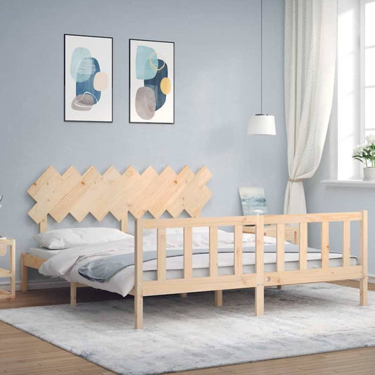 Bed Frame without Mattress Solid Wood Pine Length 200 cm Natural 180 cm