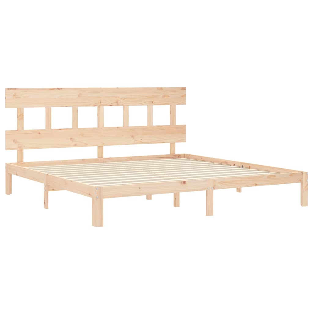 Bed Frame without Mattress Solid Wood Pine with Headboard Length 200 cm Natural 200 cm