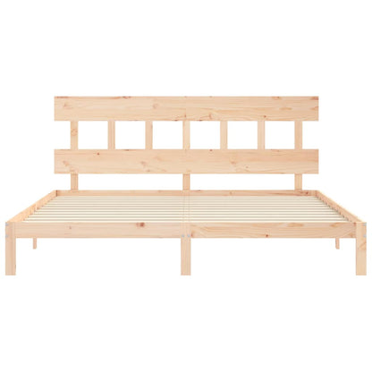 Bed Frame without Mattress Solid Wood Pine with Headboard Length 200 cm Natural 200 cm