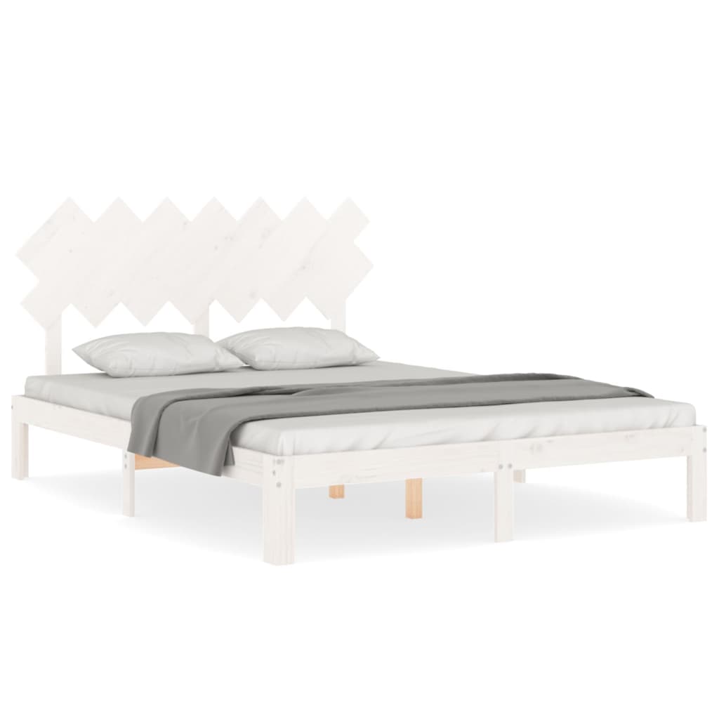 Bed Frame without Mattress Solid Wood Pine Length 190 cm White 140 cm