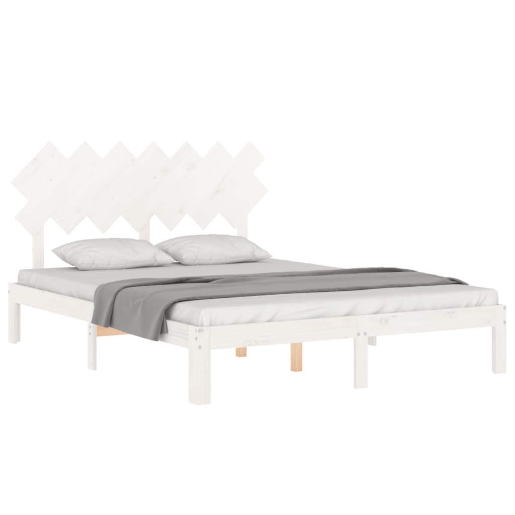 Bed Frame without Mattress Solid Wood Pine Length White