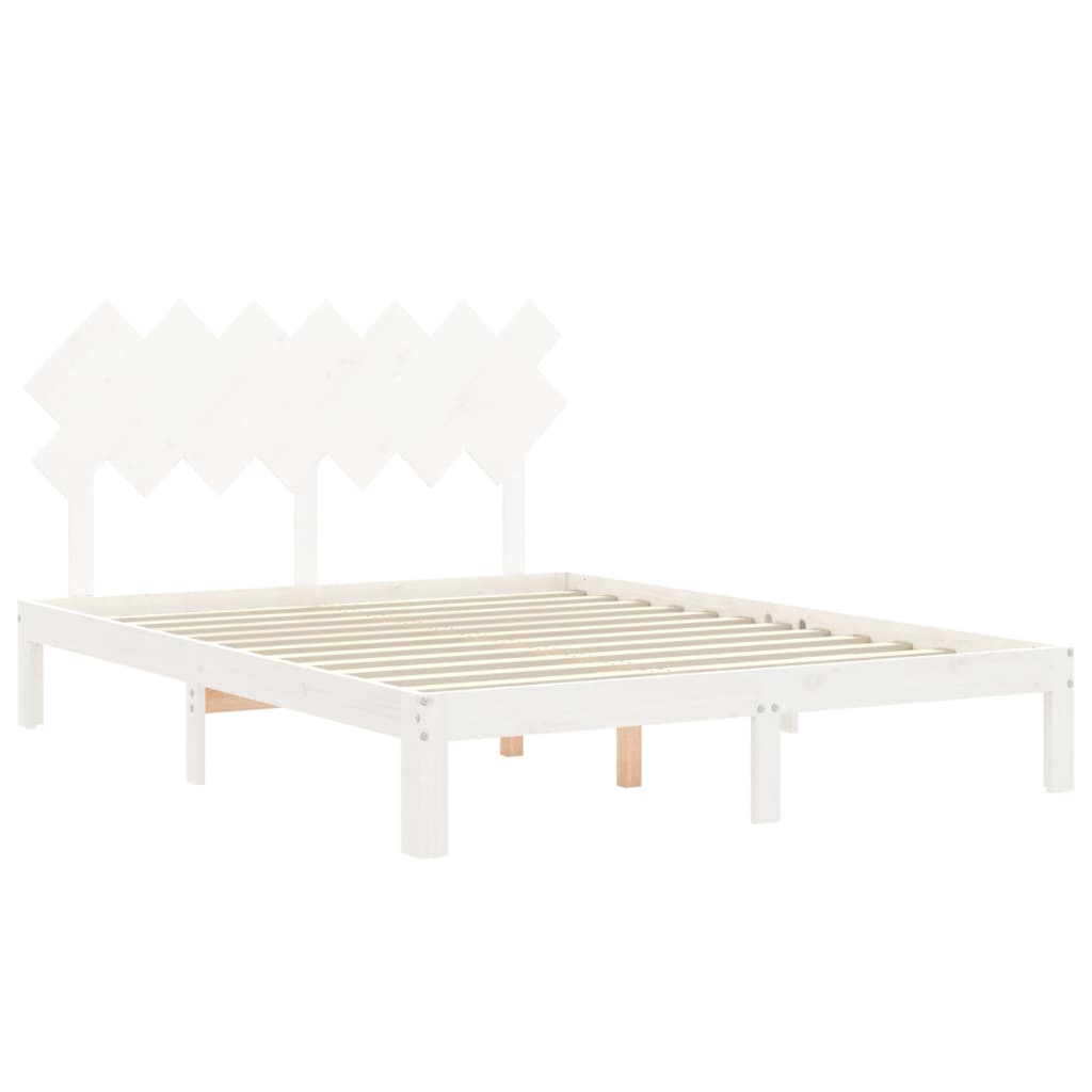 Bed Frame without Mattress Solid Wood Pine Length 190 cm White 140 cm