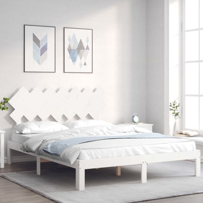 Bed Frame without Mattress Solid Wood Pine Length 190 cm White 140 cm