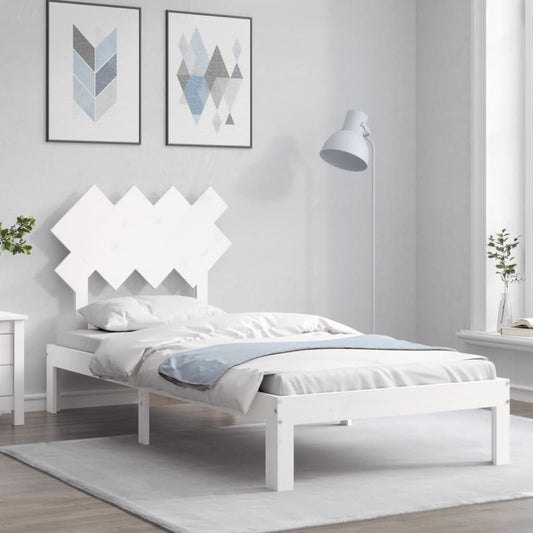 Bed Frame without Mattress Solid Wood Pine Length 200 cm White 90 cm
