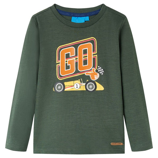 Kids' T-shirt with Long Sleeves 92 Dark green 104 (3-4y)
