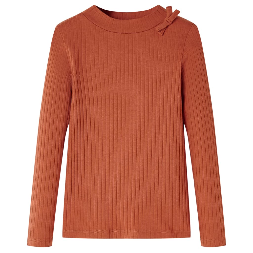Kids' T-shirt with Long Sleeves 116 116 (5-6y) Cognac