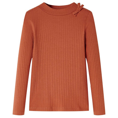 Kids' T-shirt with Long Sleeves 116 116 (5-6y) Cognac