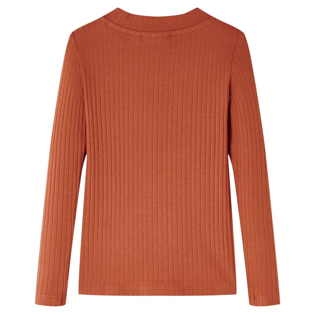 Kids' T-shirt with Long Sleeves 116 116 (5-6y) Cognac