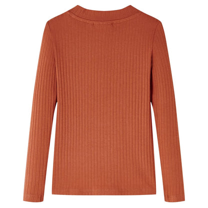 Kids' T-shirt with Long Sleeves 116 116 (5-6y) Cognac