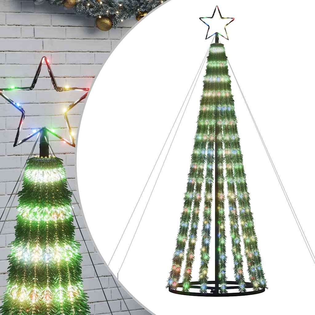 vidaXL LED Christmas Tree 275 LEDs Colourful 180 cm 2