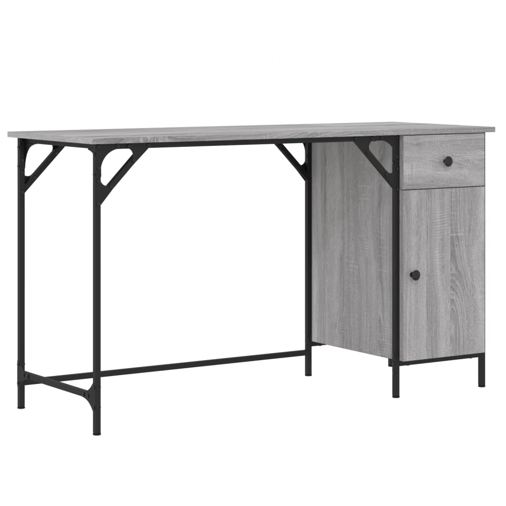 vidaXL Computer Desk Grey Sonoma 131x48x75 cm Engineered Wood 2