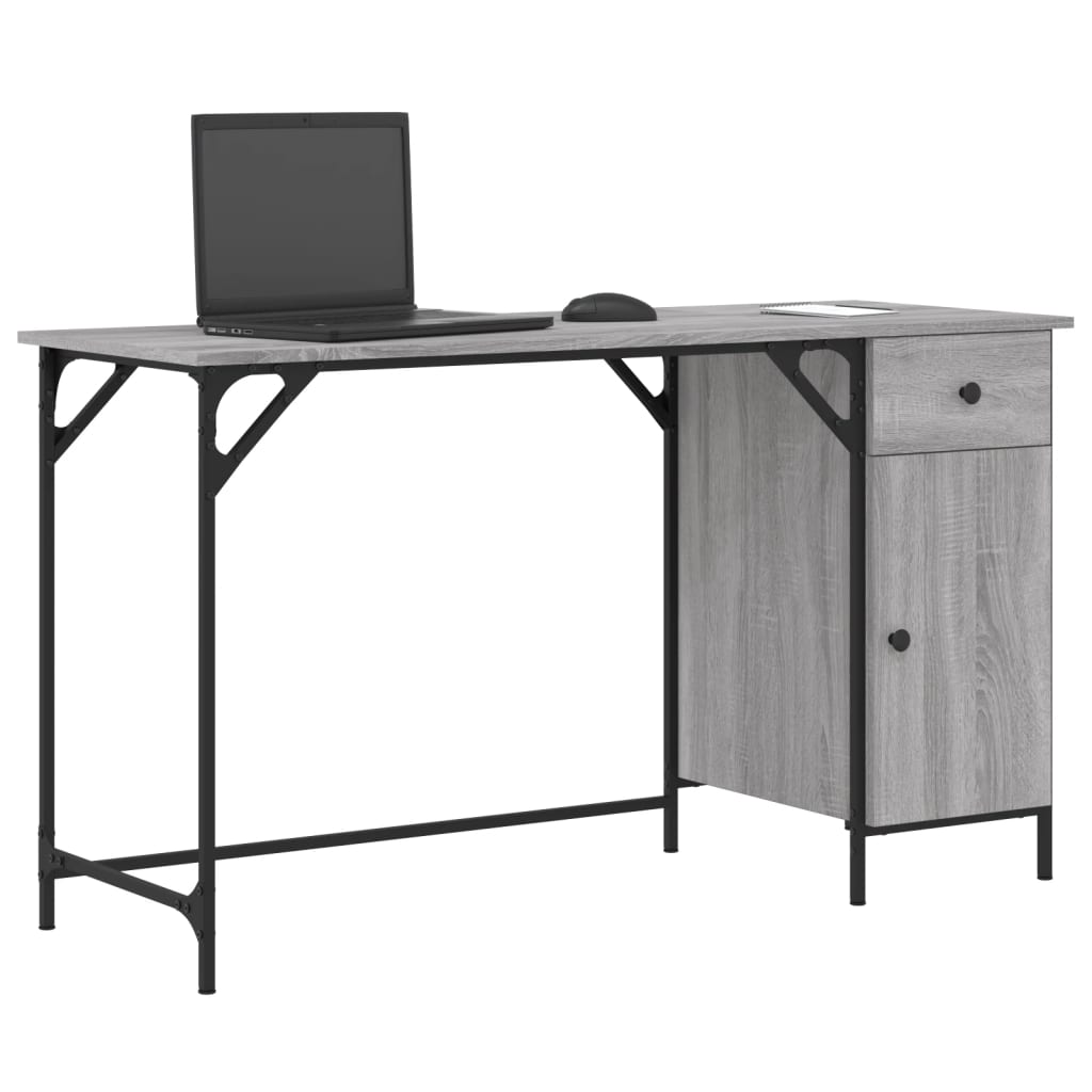 vidaXL Computer Desk Grey Sonoma 131x48x75 cm Engineered Wood 3