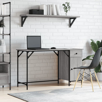 vidaXL Computer Desk Grey Sonoma 131x48x75 cm Engineered Wood 1