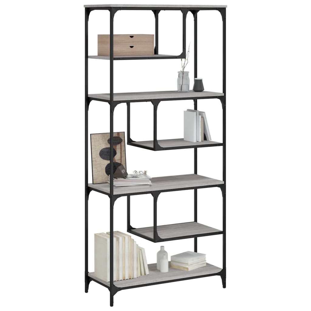 vidaXL Bookcase Grey Sonoma 81x36x176 cm Engineered Wood 3