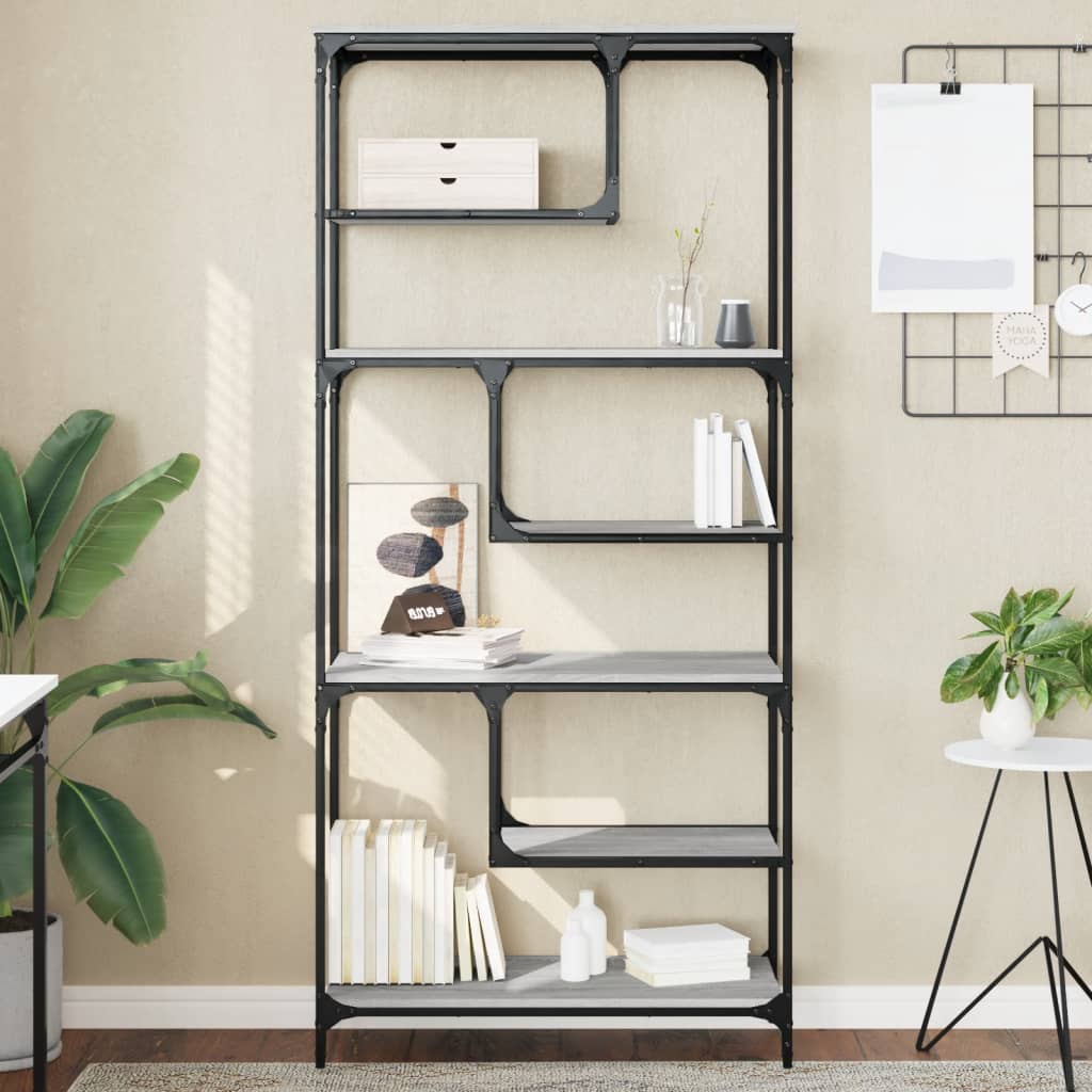 vidaXL Bookcase Grey Sonoma 81x36x176 cm Engineered Wood 1