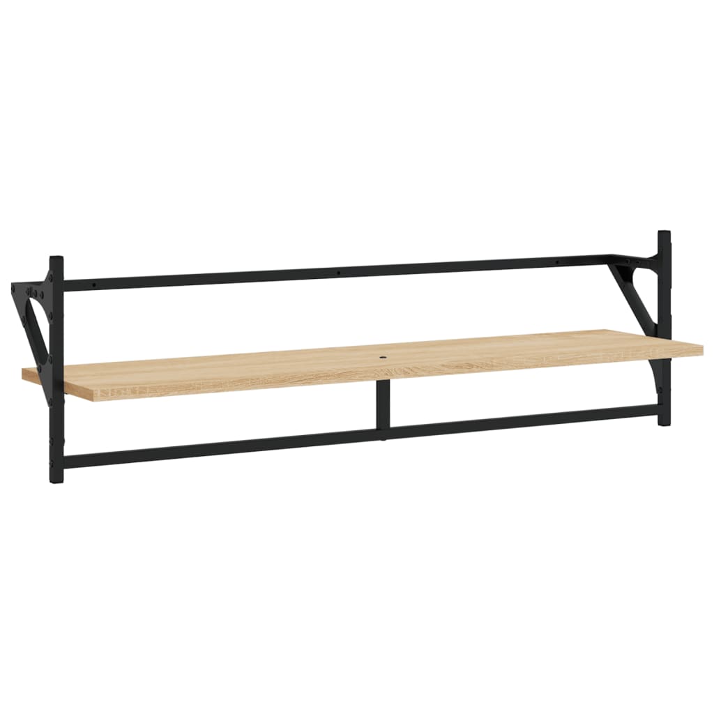 vidaXL 6 Piece Wall Shelf Set with Bars Sonoma Oak Engineered Wood 5