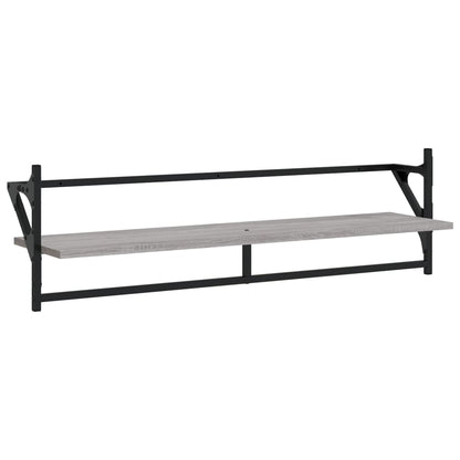 vidaXL 6 Piece Wall Shelf Set with Bars Grey Sonoma Engineered Wood 5