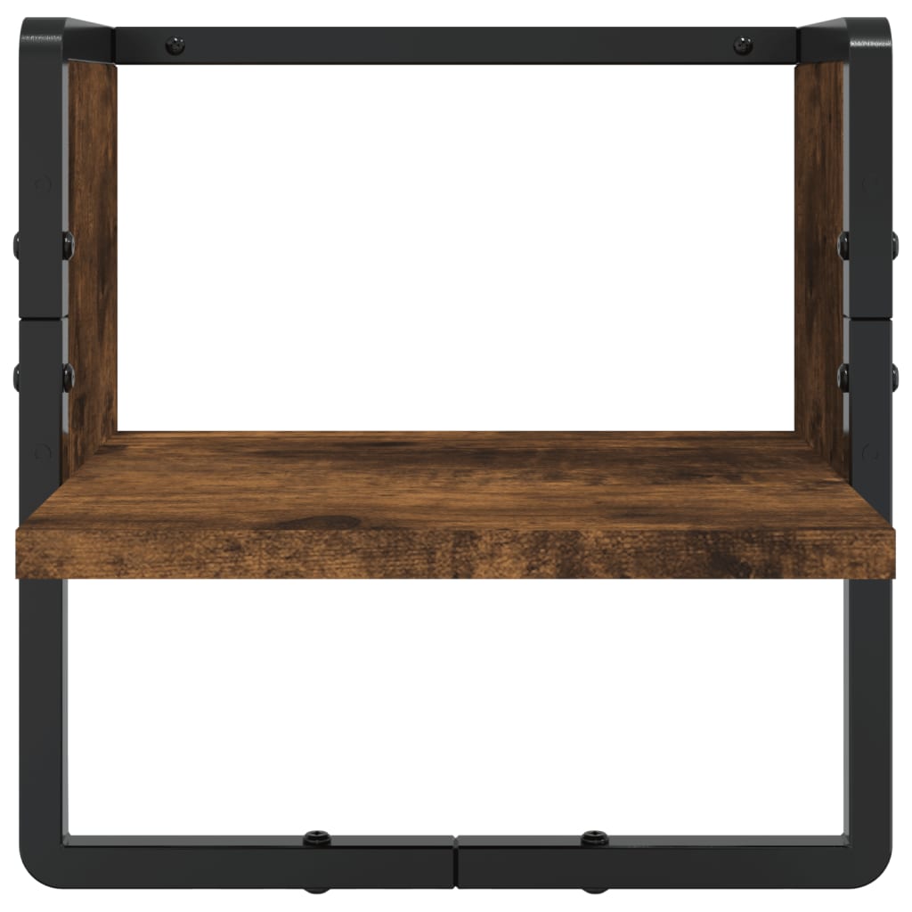 vidaXL 4 Piece Wall Shelf Set with Bars Smoked Oak Engineered Wood 5