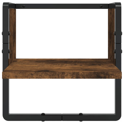 vidaXL 4 Piece Wall Shelf Set with Bars Smoked Oak Engineered Wood 5
