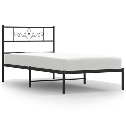 vidaXL Metal Bed Frame without Mattress with Headboard Black 90x190cm 2