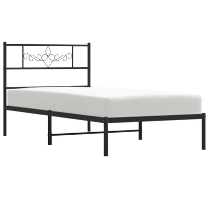 vidaXL Metal Bed Frame without Mattress with Headboard Black 90x190cm 4