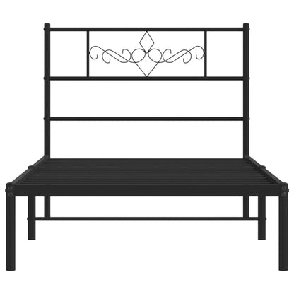 vidaXL Metal Bed Frame without Mattress with Headboard Black 90x190cm 5