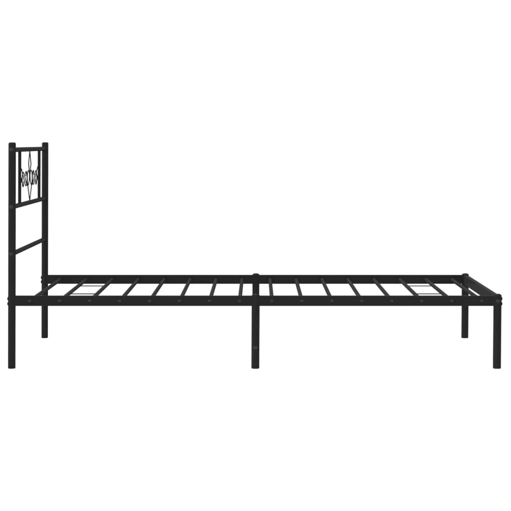 vidaXL Metal Bed Frame without Mattress with Headboard Black 90x190cm 6