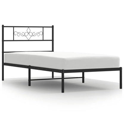 vidaXL Metal Bed Frame without Mattress with Headboard Black 90x200cm 2