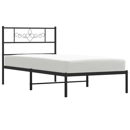 vidaXL Metal Bed Frame without Mattress with Headboard Black 90x200cm 4