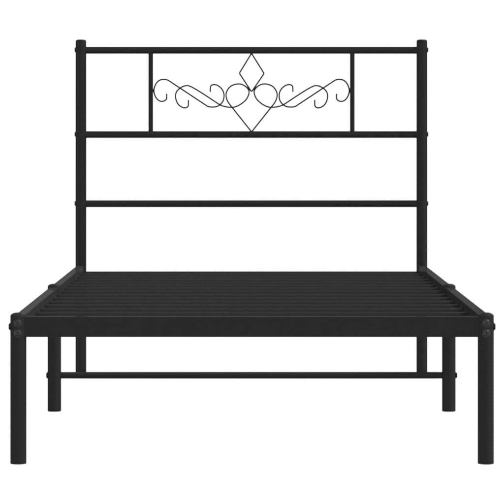 vidaXL Metal Bed Frame without Mattress with Headboard Black 90x200cm 5